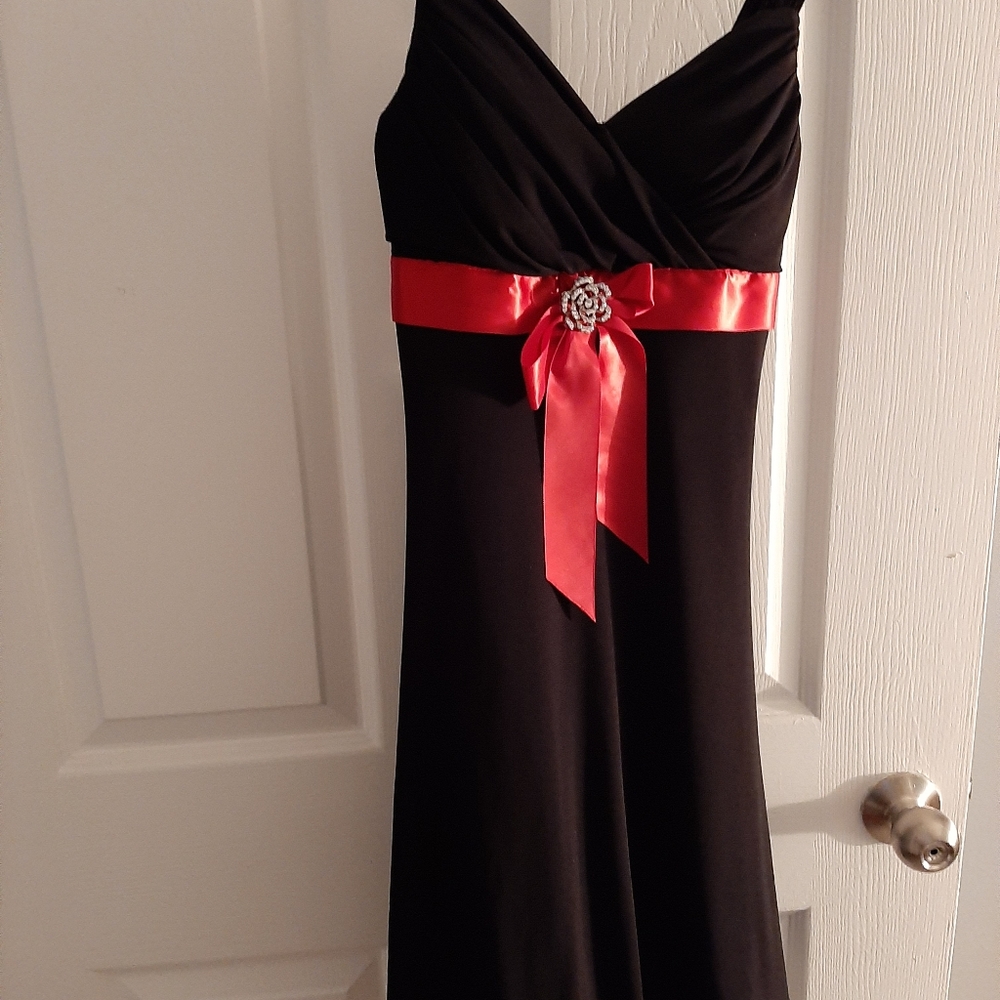 My Michelle BLACK RED RIBBON formal prom dress Jun